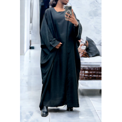 Abaya 2 pièces robe et kimono en noir - 1