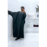 Abaya 2 pièces robe et kimono en noir - 3