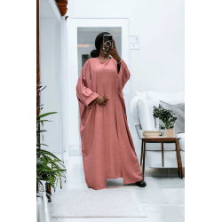 Abaya 2 pièces robe et kimono en rose - 2