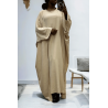 Abaya 2 pièces robe et kimono en beige - 1