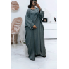 Abaya 2 pièces robe et kimono en anthracite - 3