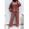 Ensemble tunique et pantalon palazzo rose over-size - 3