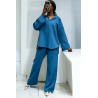 Ensemble tunique et pantalon palazzo bleu over-size - 2