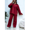 Ensemble tunique et pantalon palazzo bordeaux over-size - 1