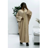 Abaya beige over size (36-52) avec sublime dentelle sur toute la longueur  - 1