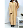 Abaya beige over size (36-52) avec sublime dentelle sur toute la longueur  - 2