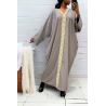 Abaya taupe over size (36-52) avec sublime dentelle sur toute la longueur  - 2