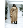 Abaya satiné beige over-size (36-52) avec élastique intérieur pour un effet ajusté   - 3