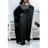 Abaya satiné noir over-size (36-52) avec élastique intérieur pour un effet ajusté   - 1