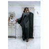 Abaya satiné noir over-size (36-52) avec élastique intérieur pour un effet ajusté   - 2