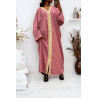 Abaya fuchsia over size (36-52) avec sublime dentelle sur toute la longueur  - 1