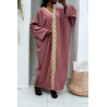 Abaya fuchsia over size (36-52) avec sublime dentelle sur toute la longueur  - 3