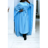 Abaya 2 en 1 turquoise avec cape intégré et ceinture pour ajusté la taille  - 1