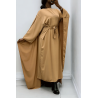 Abaya 2 en 1 camel avec cape intégré et ceinture pour ajusté la taille  - 1