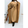 Abaya 2 en 1 camel avec cape intégré et ceinture pour ajusté la taille  - 2