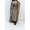 Abaya 2 en 1 taupe avec cape intégré et ceinture pour ajusté la taille  - 2