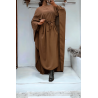 Abaya 2 en 1 choco avec cape intégré et ceinture pour ajusté la taille  - 3