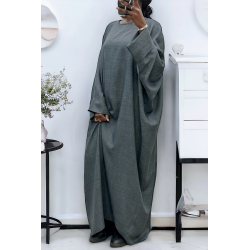 Abaya anthracite très ample (36-52) coupe kimono - 1