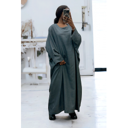 Abaya anthracite très ample (36-52) coupe kimono - 3