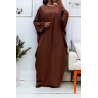 Abaya 2 pièces robe et kimono en choco - 2