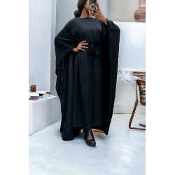 Abaya 2 en 1 noir avec cape intégré et ceinture pour ajusté la taille  - 2