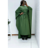 Abaya 2 en 1 kaki avec cape intégré et ceinture pour ajusté la taille  - 2