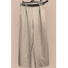 Pantalon palazzo taupe avec poches et ceinture - 1