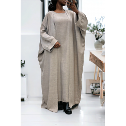 Abaya 2 pièces robe et kimono en gris - 1