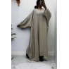 Abaya 2 pièces robe et kimono en gris - 2