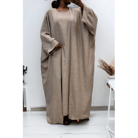 Abaya 2 pièces robe et kimono en gris - 3