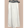 Pantalon palazzo blanc avec poches et ceinture - 1