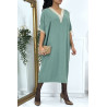 Robe tunique over size vert d'eau vol V avec dentelle - 3