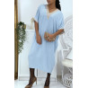 Robe tunique over size turquoise vol V avec dentelle - 1