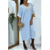 Robe tunique over size turquoise vol V avec dentelle - 3