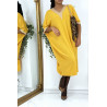 Robe tunique over size moutarde vol V avec dentelle - 2