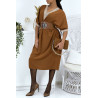 Robe tunique over size marron vol V avec dentelle - 4