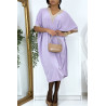 Robe tunique over size lilas vol V avec dentelle - 1