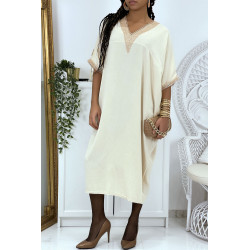 Robe tunique over size beige vol V avec dentelle - 2