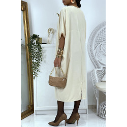 Robe tunique over size beige vol V avec dentelle - 3