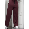 Pantalon palazzo bordeaux avec poches en coton - 1