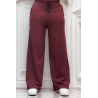 Pantalon palazzo bordeaux avec poches en coton - 2