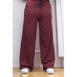 Pantalon palazzo bordeaux avec poches en coton - 3