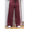 Pantalon palazzo bordeaux avec poches en coton - 3