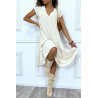 Robe fluide beige mi-longue col V - 5