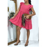 Robe fuchsia froncée à volant et coupe évasée - 3