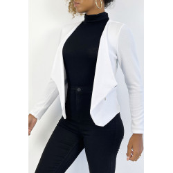 BlBWer blanc col revers avec poches à zip. Blazer femme pas cher - 2