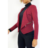 Blazer bordeaux col revers avec poches à zip. Blazer femme pas cher - 1