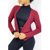 Blazer bordeaux col revers avec poches à zip. Blazer femme pas cher - 4