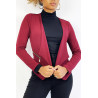 Blazer bordeaux col revers avec poches à zip. Blazer femme pas cher - 6