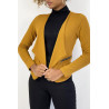 Blazer moutarde col revers avec poches à zip. Blazer femme pas cher - 5